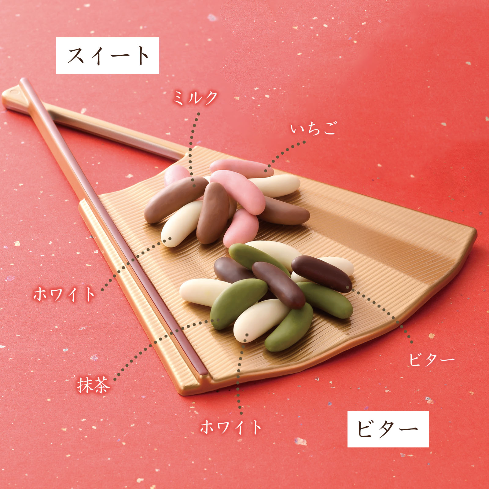 【スイート】ミルク・いちご・ホワイト【ビター】ビター・抹茶・ホワイト