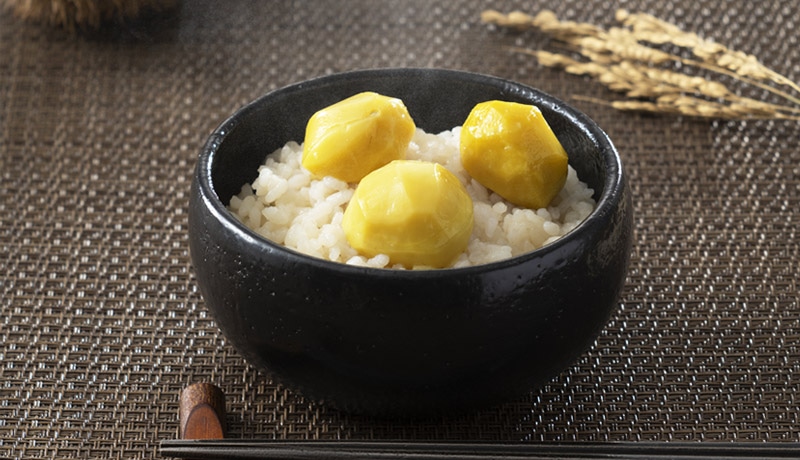 小倉山荘ファームのお米でつくった 栗ごはん