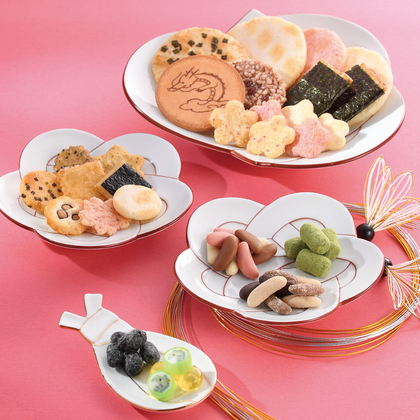 お正月おかき筒箱 干支福づくし（大）