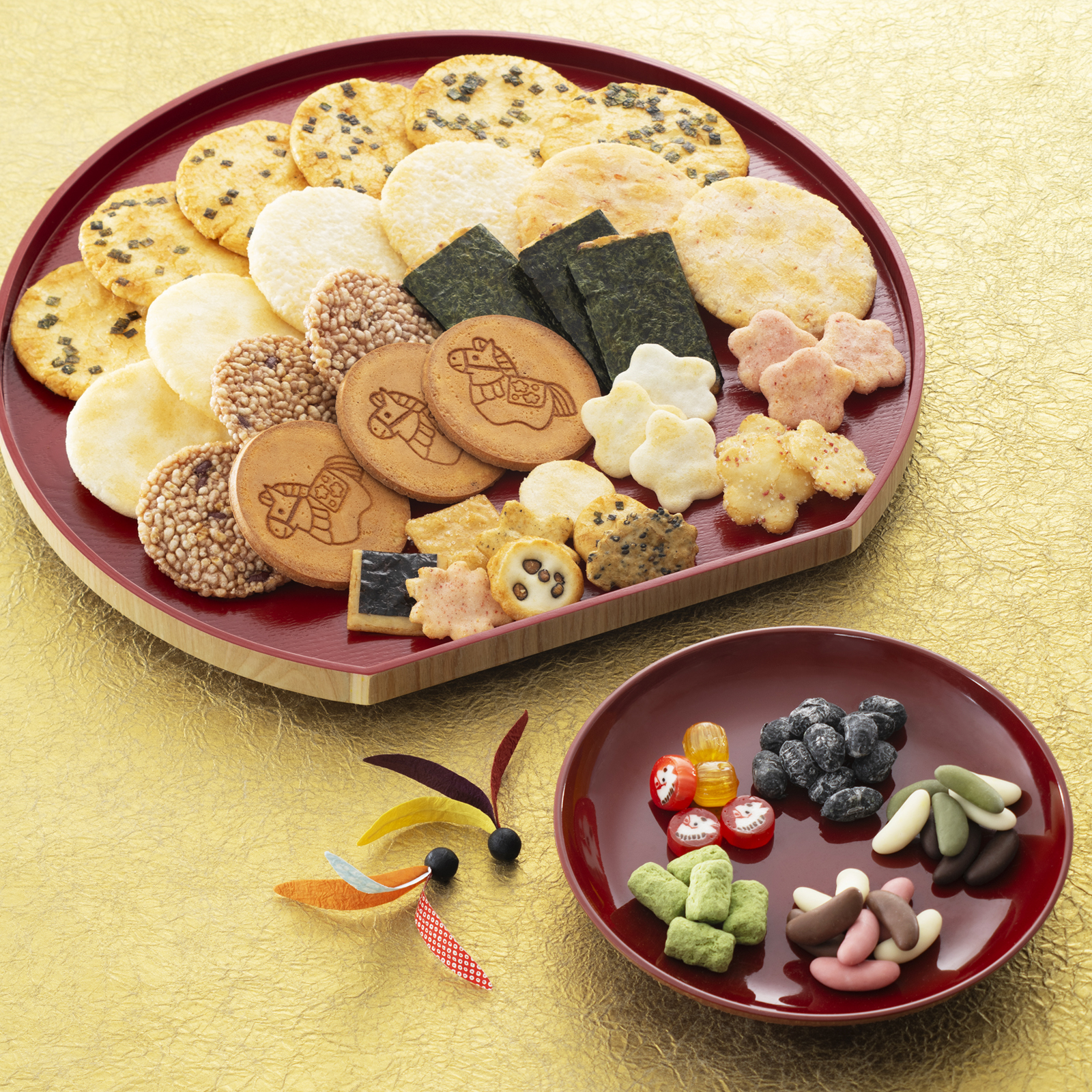 お正月おかき筒箱 干支福づくし（大）