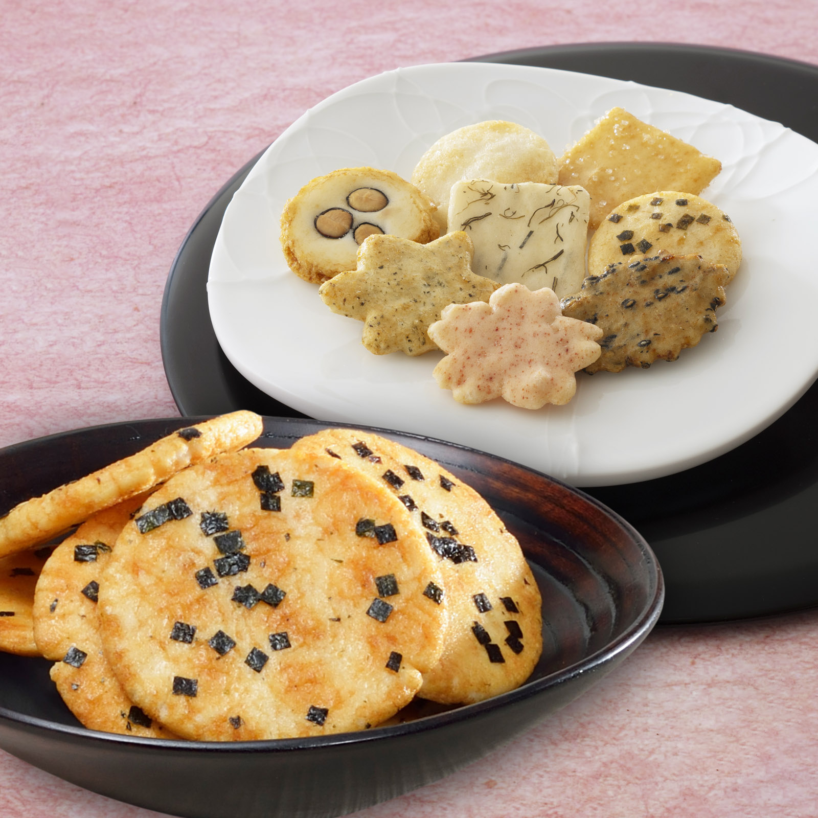 【通販限定：母の日段重ねセット】嵯峨乃焼 小缶(15袋)＋をぐら山春秋 小缶(12袋)