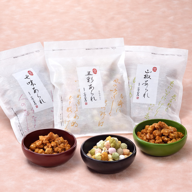 京・五彩あられ 五色豆入り(140g): 米菓・詰め合わせ京都・老舗の煎餅(せんべい)あられ・おかき専門店 通信販売｜小倉山荘