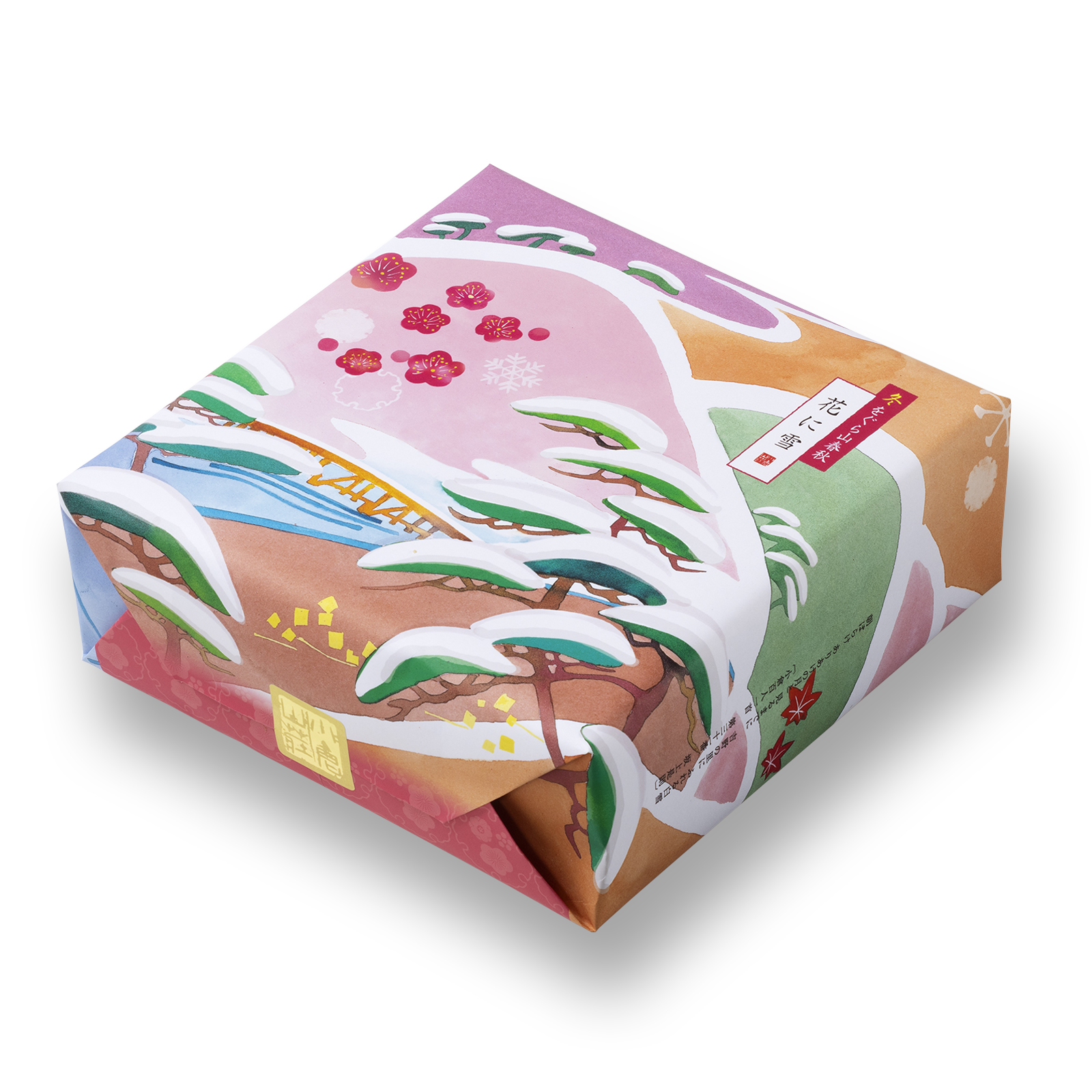 冬をぐら山春秋 花に雪 中缶